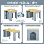 Extendable Dining Table with 3 Removable Middle Leaves, Mobile Rolling Island - Image 7
