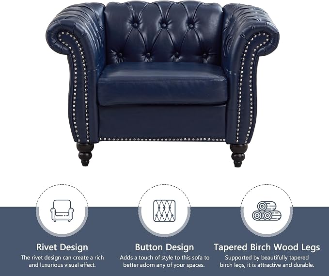 QHITTY 2 Piece Living Room Set, Chesterfield Sectional Sofa Chair Contemporary - Image 5
