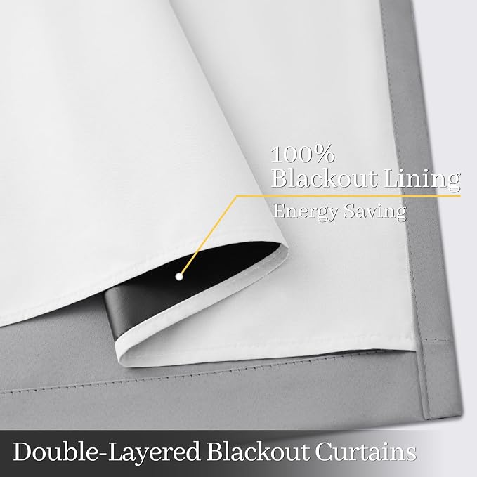 Yakamok Dove Grey 100% Blackout Curtains 84 Inches Long 50" Wide 2 Panel | - Image 4