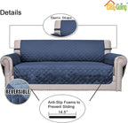 Easy-Going Reversible Couch Cover, 2 Cushion Sofa, Dark Blue/Light Blue | - Image 3