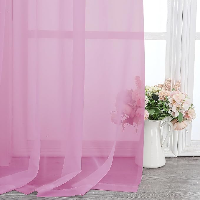 Light Pink Sheer Curtains 78 Inches Long 2 Panels Set, Soft Voile Light - Image 6