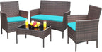 Greesum Patio Furniture 4 Pieces Conversation Sets Outdoor Wicker Rattan Chairs by BuynowfromGreesum