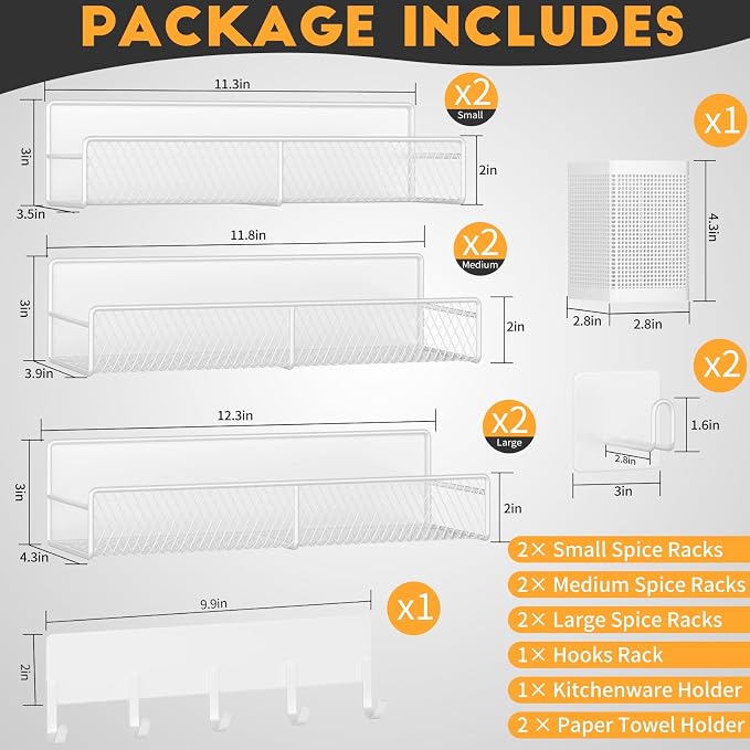 Magnetic Spice Rack for Refrigerator, 10 Pack Metal Magnetic Shelf, Moveable - Image 2