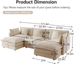mikibama Modular Sectional Sofa, 111.5 Inch U Shaped Couch Set - Image 2