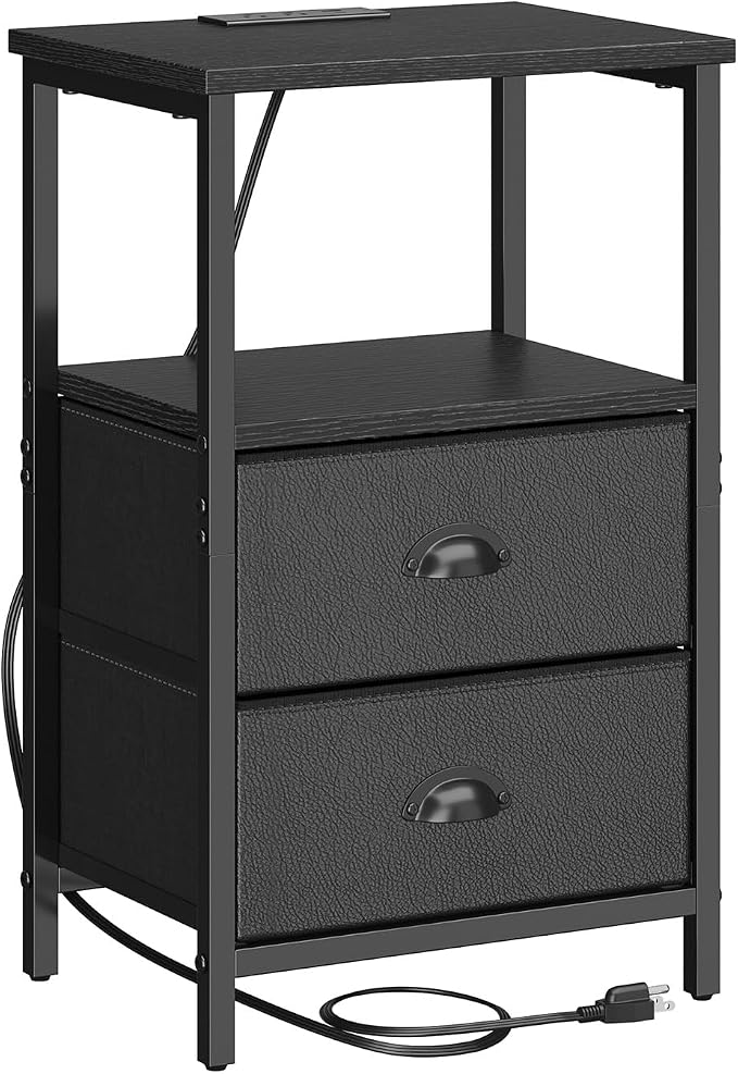 sthmec Nightstand with Charging Station, LED Night Stand Set 2, Bedside Table - Image 8