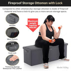 DocSafe Storage Ottoman Bench, Fireproof＆Waterproof Folding Bench - Image 6