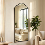 Besdomus Scalloped Full Length Mirror: 21"x56" Black Arched Floor Mirror by Besdomus