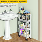 OKZEST Utility Slim Storage Cart, 4 Tier Small Rolling Kitchen Laundry Room Cart - Image 5