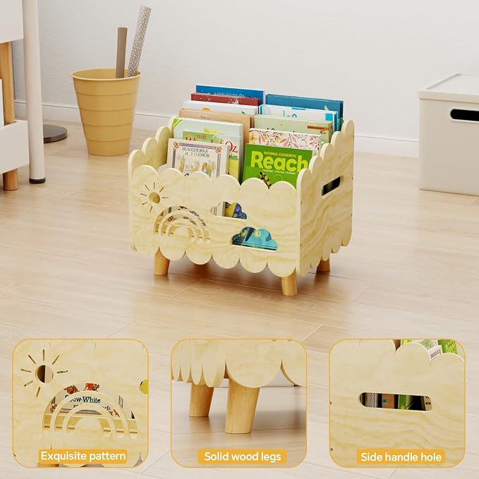 Wood Kids Bookshelf, Montessori Bookshelf, - Image 6