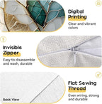 OBSEDE Teal and Gold Leaf Decorative Throw Pillow Covers 18x18 Set of 4 - Image 4