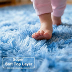 Amdrebio Tie-Dyed Light Blue Shaggy Kids Area Rug 4x6 - Image 5