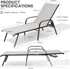 Crestlive Products Outdoor Chaise Lounge Chair, 5-Position Pool Lounge Chairs - Image 2