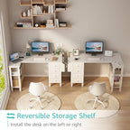 Lufeiya White L Shaped Computer Desk - Image 4