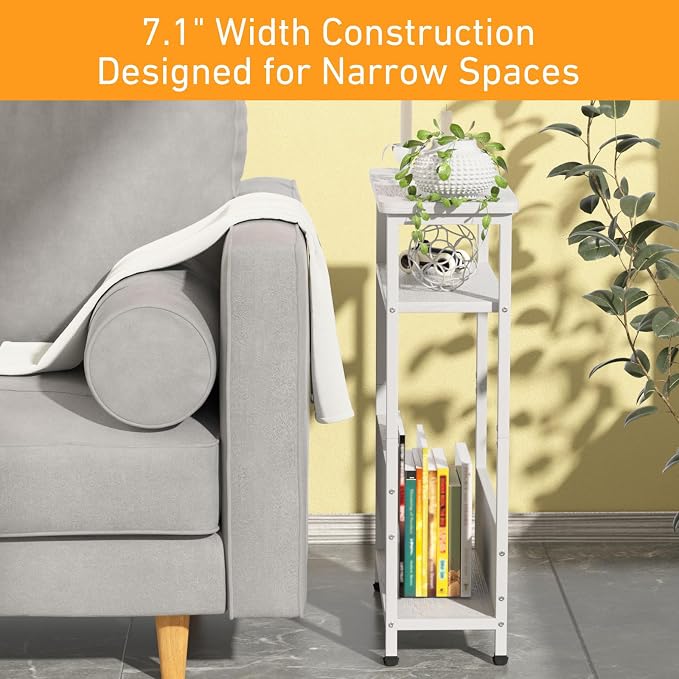 THUMEYE 7.1" Narrow Side Table for Small Spaces, 3 Tier Small End Table - Image 5