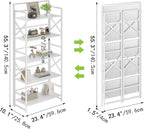 No Assembly Folding Bookshelf, 5 Tiers Vintage Wood Collapsible Book Shelf - Image 3
