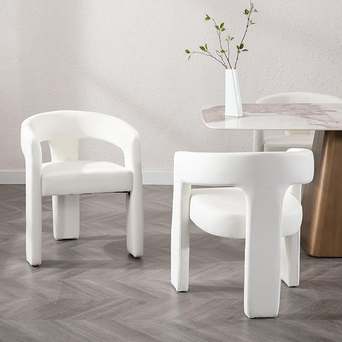 BESTANO Set of 2 Modern PU Leather Upholstered Dining Chairs - Image 4