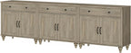 WAMPAT Farmhouse TV Stand for 100 Inch TV, 3-in-1 TV Console Table for - Image 7