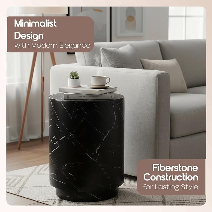 LeisureMod 14” Wide Round Side Table in Fiberstone - Image 4