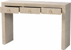 bali & pari Cielo Bohemian Woven Natural Grasscloth 3-Drawer Console Table - Image 4