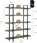 OtterOasis Heavy Duty 5-Tier Industrial Bookcase, 120lbs Shelf Capacity - Image 2