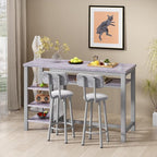 AWQM 3-Piece Bar Table and Chairs Set, Modern Glay Table - Image 5