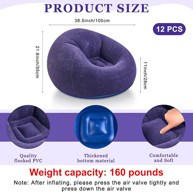 Realspring 6 9 12 Pcs Inflatable Bean Bag Chairs - Image 2