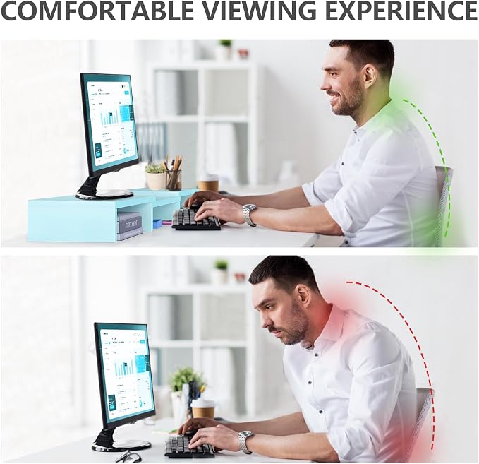 TAVR Dual Monitor Stand Riser Office Desktop Organizer Stand - Image 6