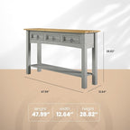 Furniture Dash Solid Wood Hall Table Console 47.9" W, 12.6" D, 28.8" H - Image 2