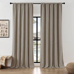 Joydeco Linen Curtains 90 Inch Length, Light Filtering Curtains by JOYDECO