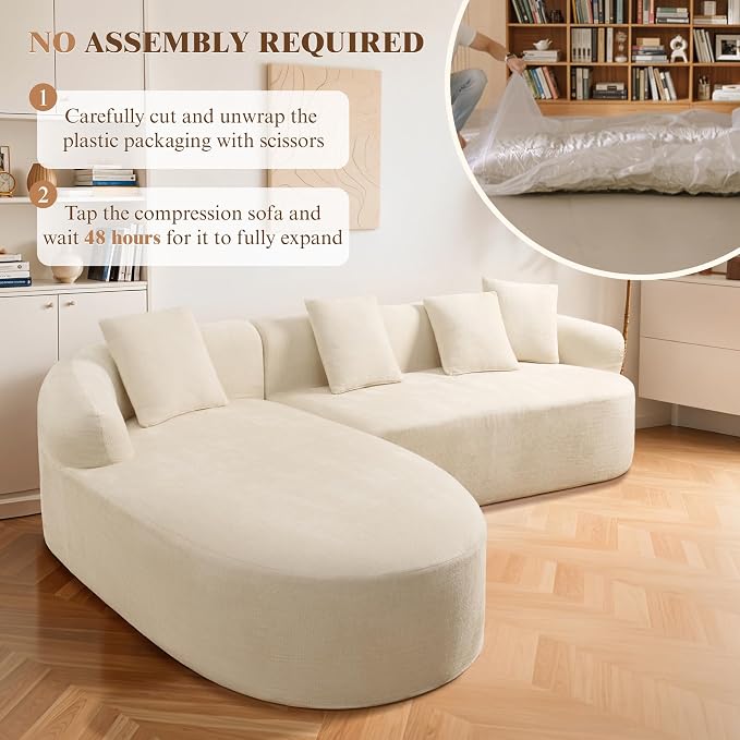 99" Curved Sectional Sofa with Chaise, Modern Boneless Couch with Deep Seat - Image 5