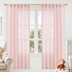 72 inch Pink Semi Sheer Linen Curtains by LAMIT