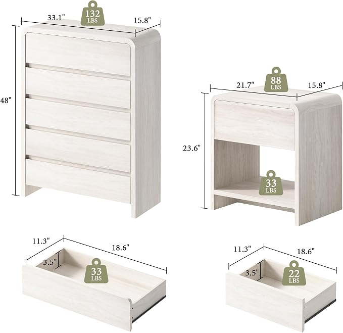 AMERLIFE Modern 3-Piece Bedroom Furniture Set - Image 2