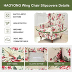 HAOYONG Wing Chair Slipcovers Stretch Wingback Chair Covers Printed 2 Pieces - Image 4