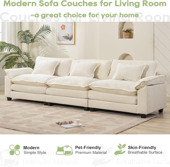 Oprisen 120" Modular Sectional Sofa, Comfy Cloud Couch Sectional Sofa, Chenille - Image 7