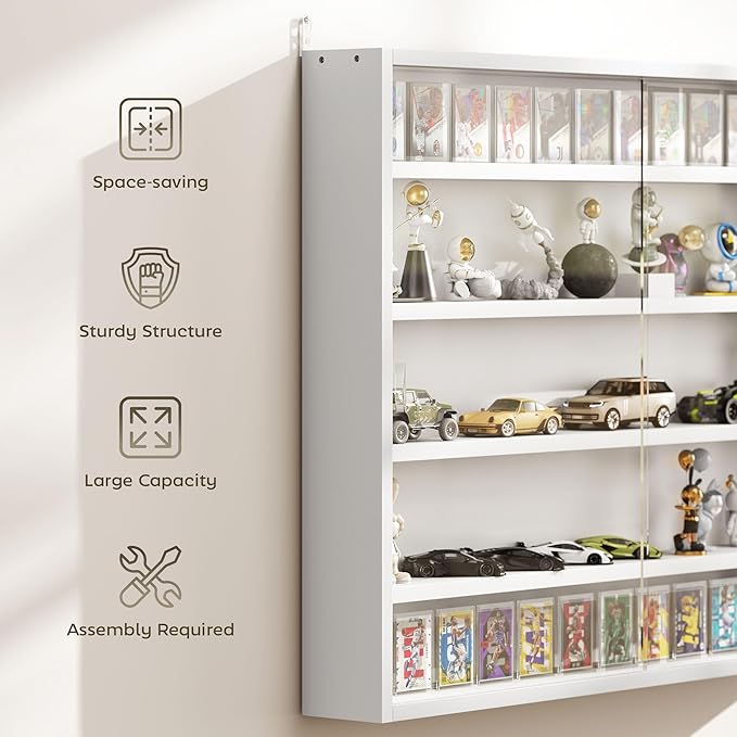 HOMCOM 5-Tier Display Cabinet, Glass Door Cabinet - Image 6
