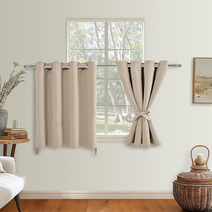 RV Blackout Curtains for Bedroom 52 x 36 Inches Long Taupe 2 Panels | Thermal by Hiasan