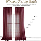 Wine Bedroom Curtains 2 Panel Sets 90 Inch Length, 59 Inch Extra Wide Light - Image 2