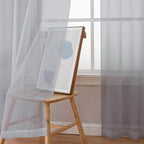 Chyhomenyc Sheer Curtains 63 Inch Length 2 Panels, Light Grey | Light Filtering - Image 9