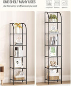 Hzuaneri Bookcase Bookshelf, Tempered Glass Arched Bookshelf - Image 3