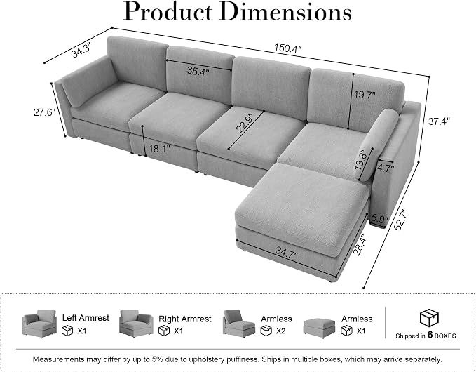 150'' Oversized Modular Sectional Sofa - Image 2