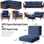 8Pcs Outdoor Cushion Covers, Stretch Patio Furniture Couch Chair Slipcovers | - Image 2