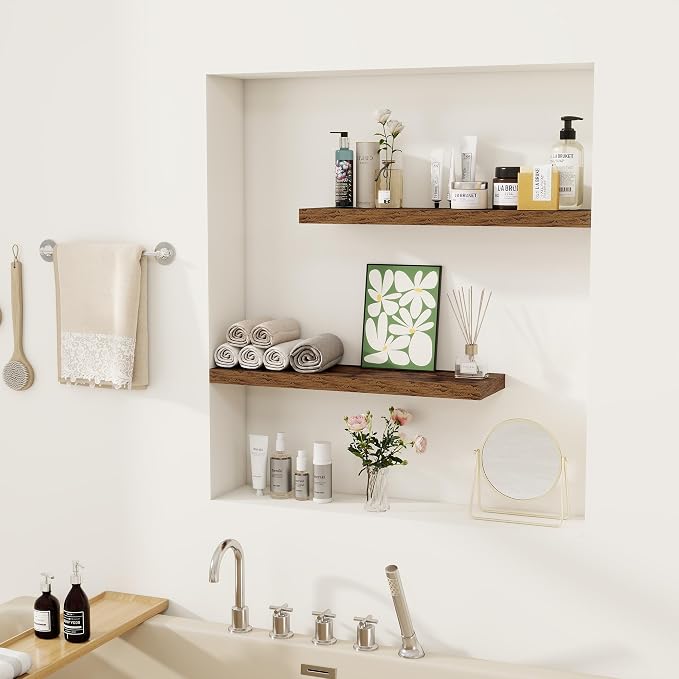 Fun Memories Floating Shelves for Wall, 22.5" Rustic Wood Deep Wall Mounted - Image 6