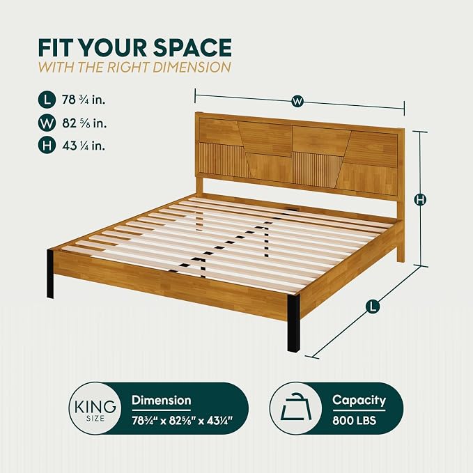 Bme Trapeze King Bed Frame – Modern Solid Wood Bed - Image 2