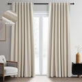 Topfinel 92 Inches Long Cream Custom Black Out Drapery Panels, Rustic Burlap by Topfinel