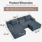 96" Cloud Sectional Couch U-Shaped Chaise - Image 2