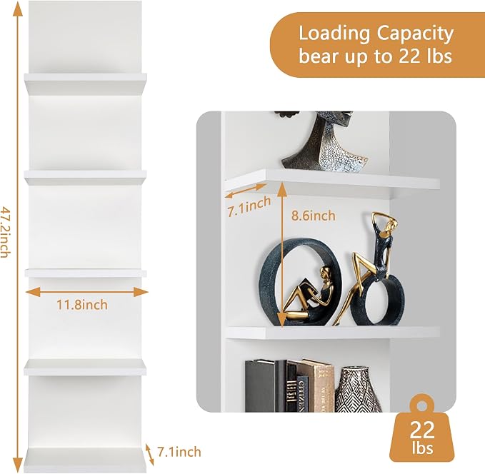 Homaterial 5 Tier Wall Shelf, Wall Mounted Shelves Unit - Image 3