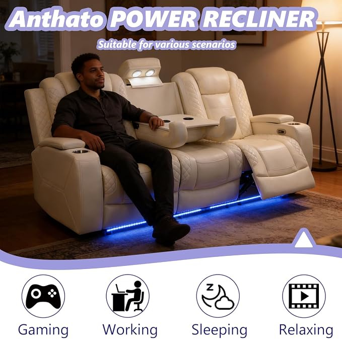 Leather Power Recliner Sofa Set - Image 3