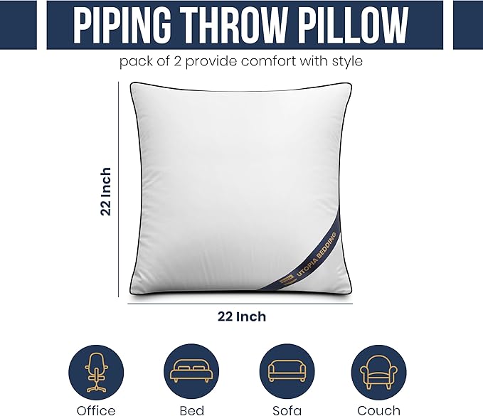 Utopia Bedding 22x22 Throw Pillow Inserts, Decorative Pillows, Plush & - Image 2