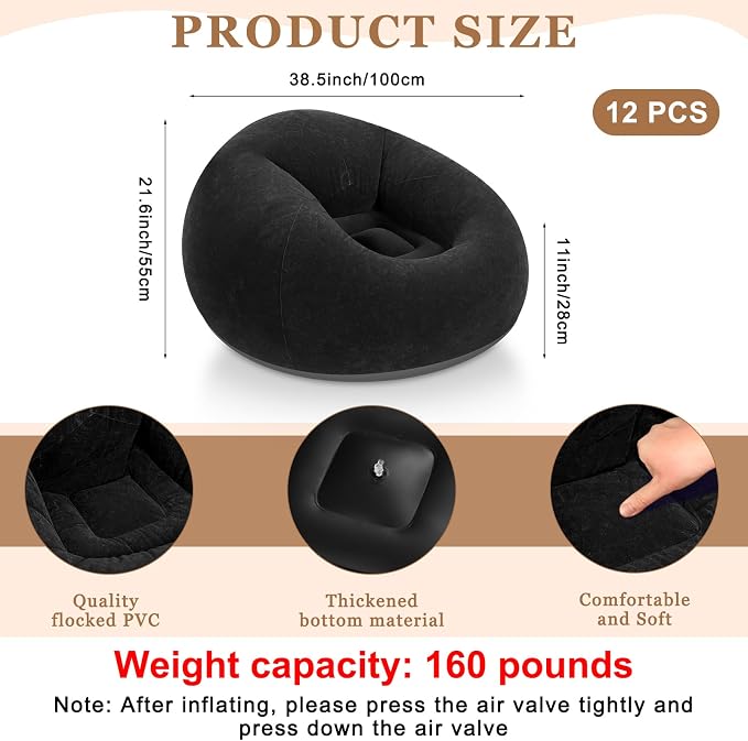 Realspring 6 9 12 Pcs Inflatable Bean Bag Chairs - Image 2