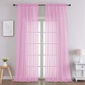 Chyhomenyc Pink Sheer Curtains 96 Inches Long 2 Panels, Light Filtering Pink by Chyhomenyc